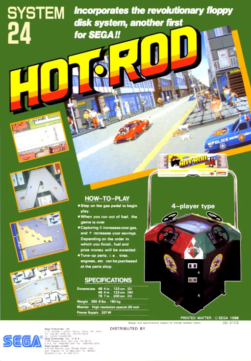 Hot Rod (World, 3 Players, Turbo set 1, Floppy Based)
