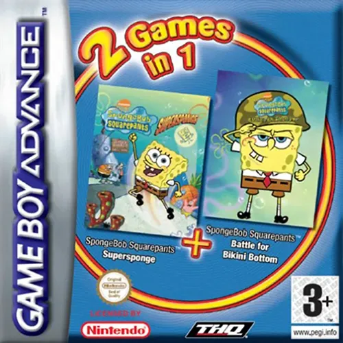 2 Games in 1 - SpongeBob SquarePants - SuperSponge + SpongeBob SquarePants - Battle for Bikini Bottom (Europe) (En+En,Fr,De)